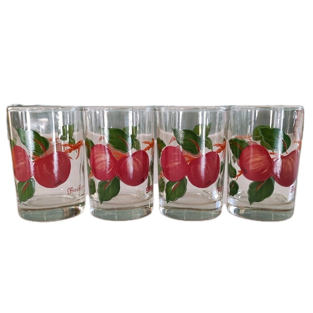 Vintage Franciscan Apple Dinnerware Juice Glasses 3.5” Set Of 4